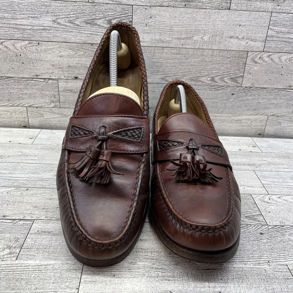 Allen Edmonds Maxfield Brown Leather Tassel Slip On Loafer Shoes Men Size‎ 11B